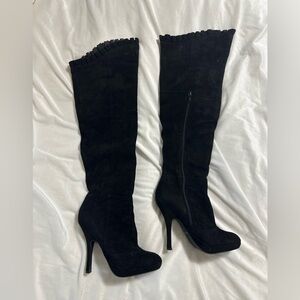 Aldo Black Suede Over the Knee Boots